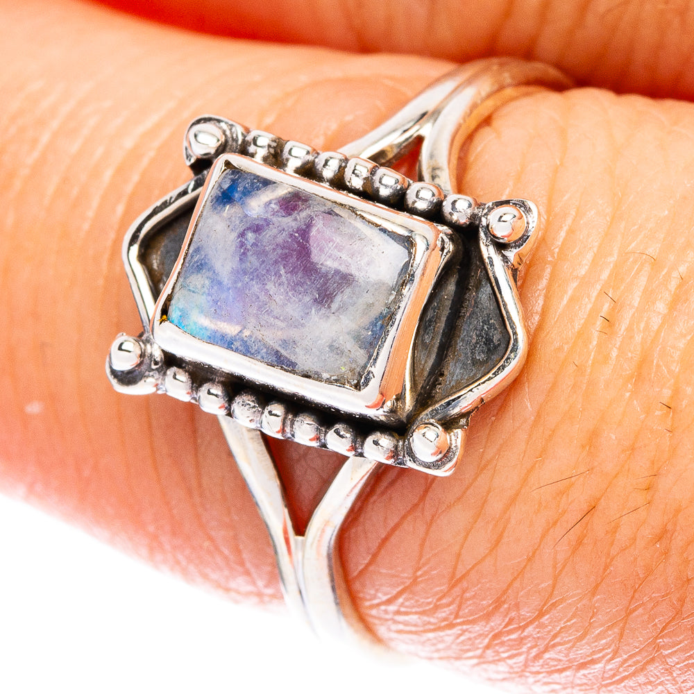 Rainbow Moonstone Dainty Ring Size 8 (925 Sterling Silver) R146932