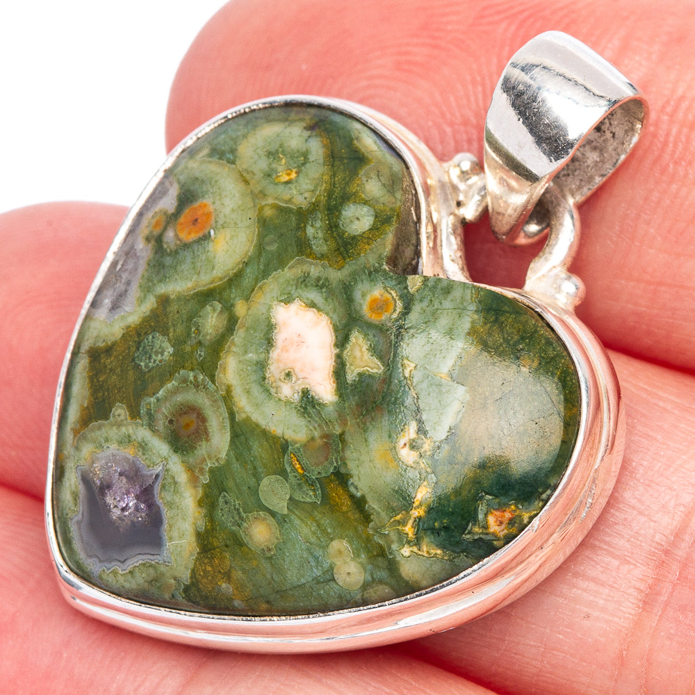 Rainforest Jasper Pendant 1 3/8" (925 Sterling Silver) P40128