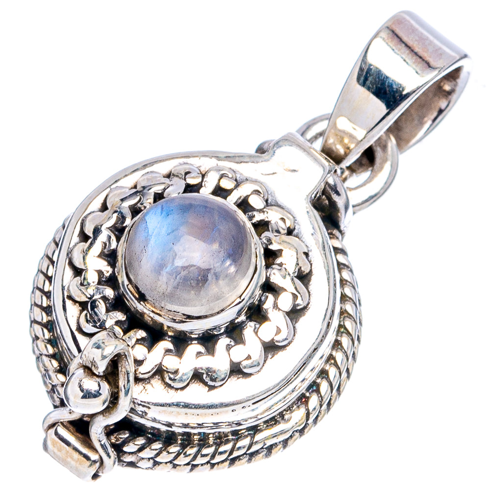 Rainbow Moonstone Poison Pendant 1 1/8" (.925 Sterling Silver)