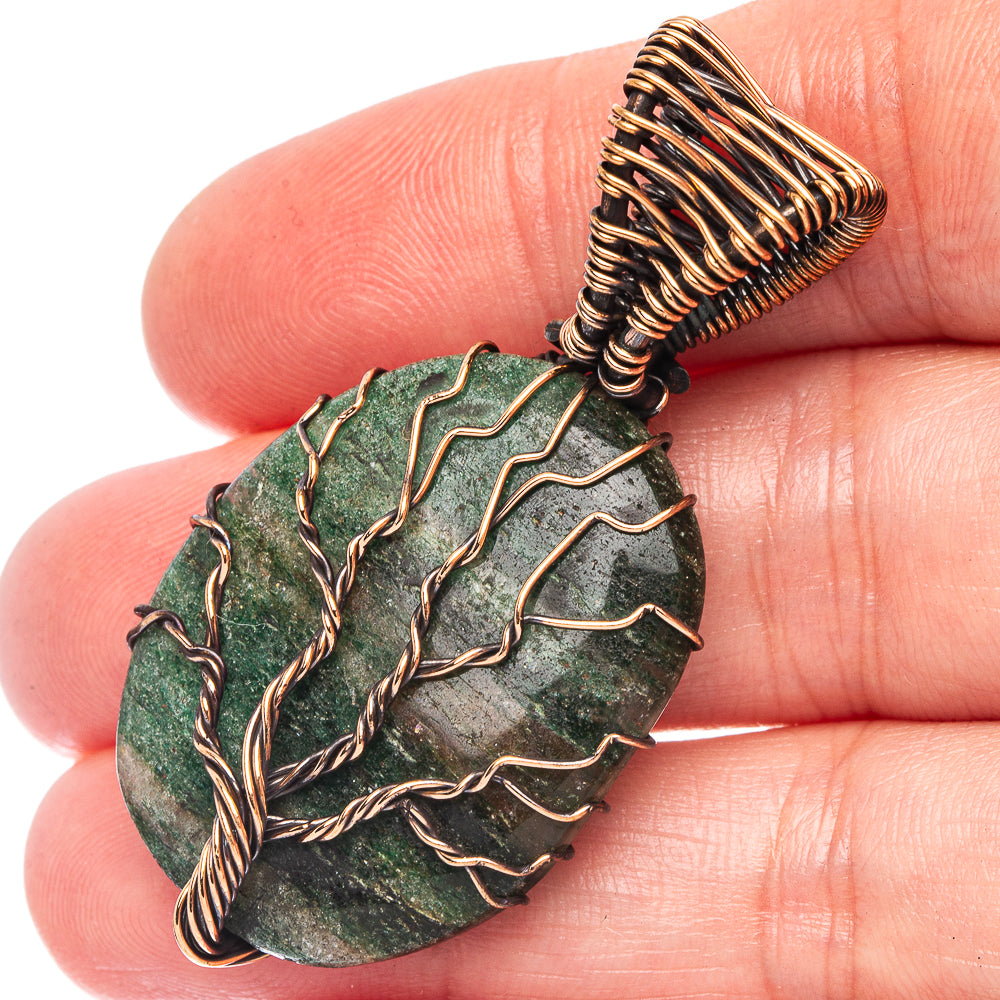 Lizard Skin Jasper Tree of Life Pendant 1 7/8" (Oxidized Copper)