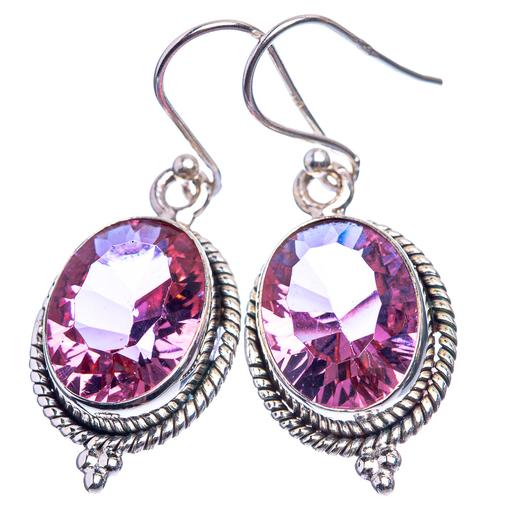 Faceted Alexandrite (Lab.) Earrings 1 1/2" (925 Sterling Silver) E432408