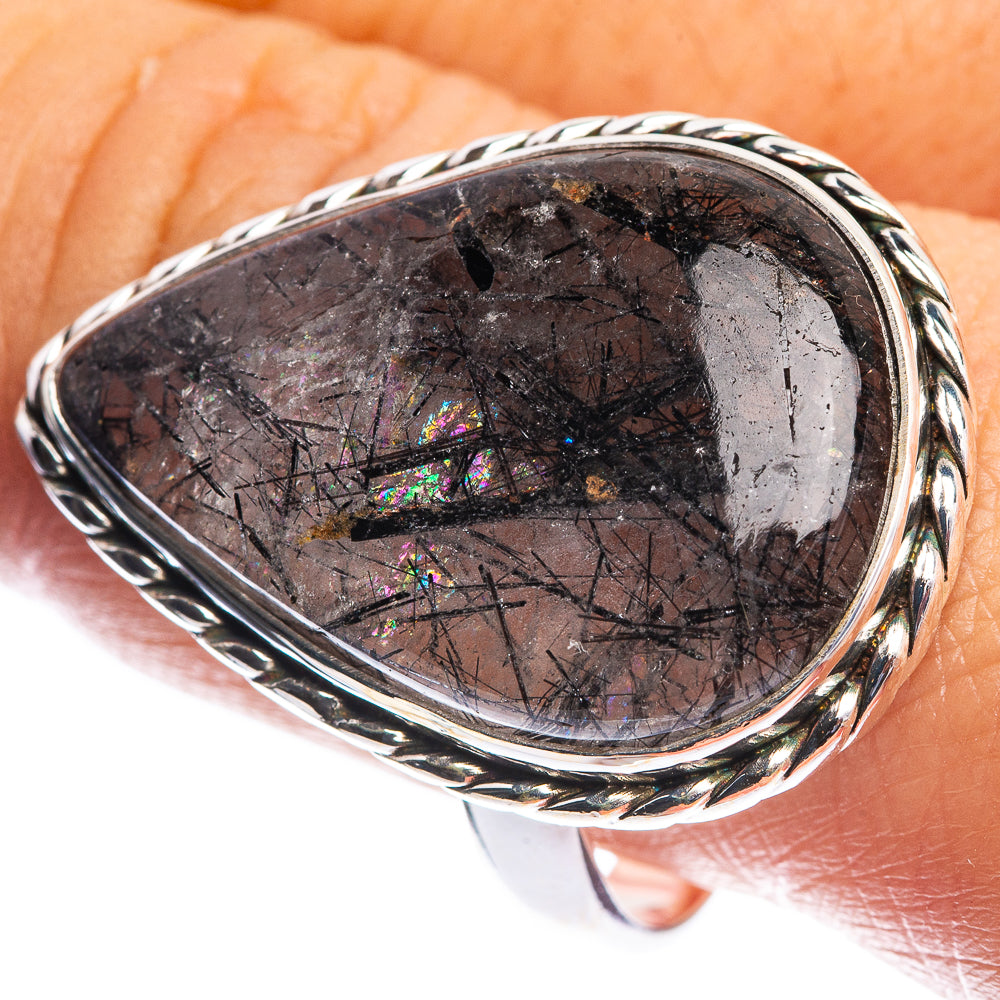 Large Tourmalinated Quartz Ring Size 11 (925 Sterling Silver) R144184
