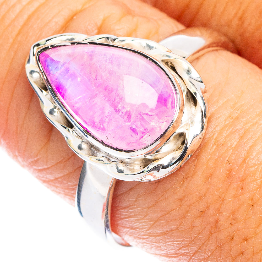 Pink Moonstone Ring Size 9.25 (925 Sterling Silver) R7806