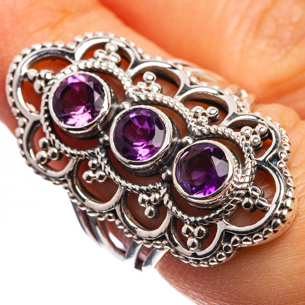 Faceted Amethyst Ring Size 5.75 (925 Sterling Silver) R142935
