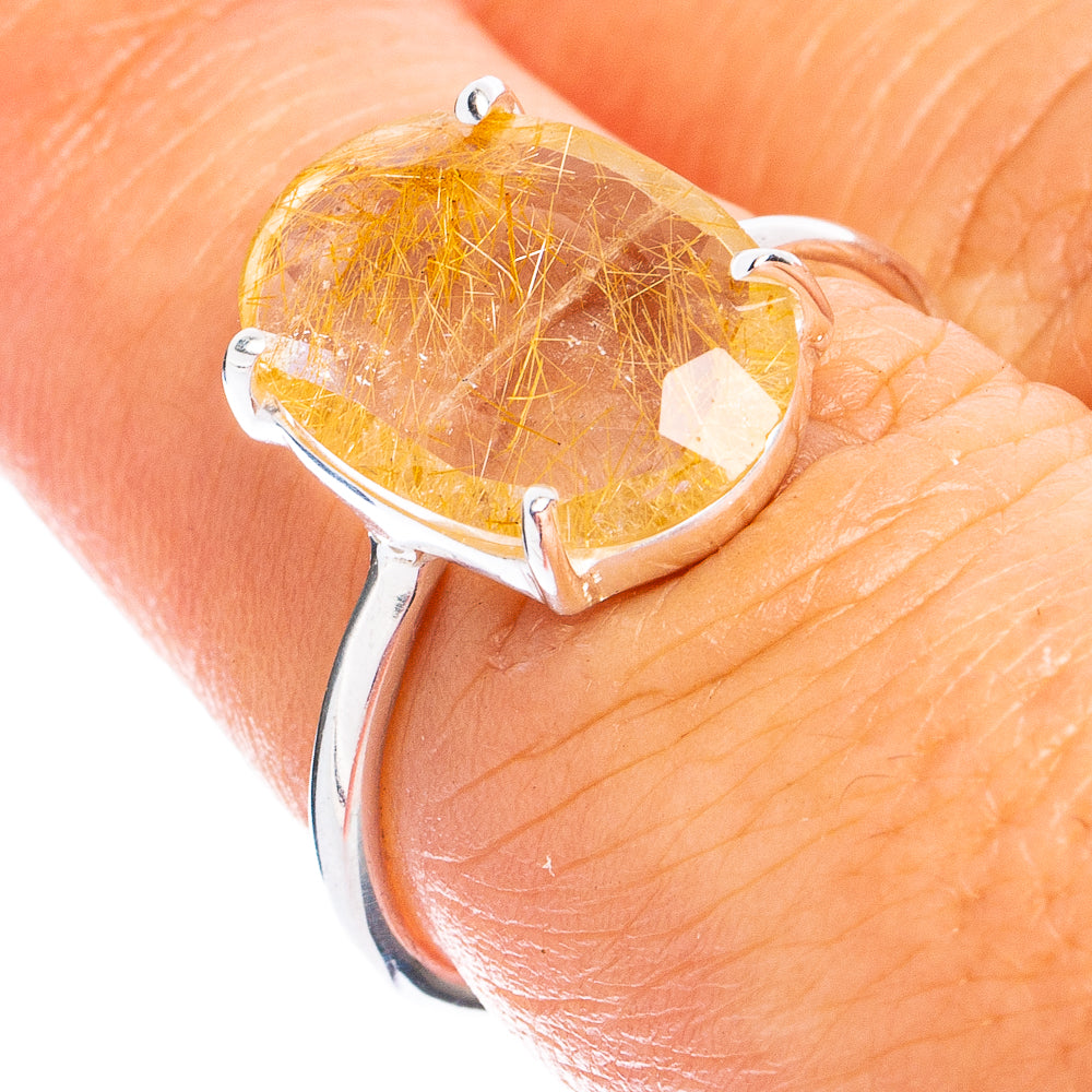 Rutilated Quartz Ring Size 6.75 (925 Sterling Silver) R8387