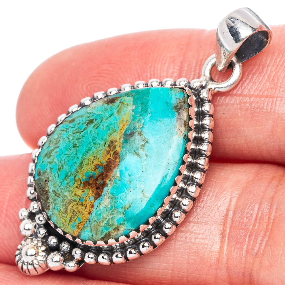 Rare Arizona Turquoise Pendant 1 5/8" (925 Sterling Silver) P42005
