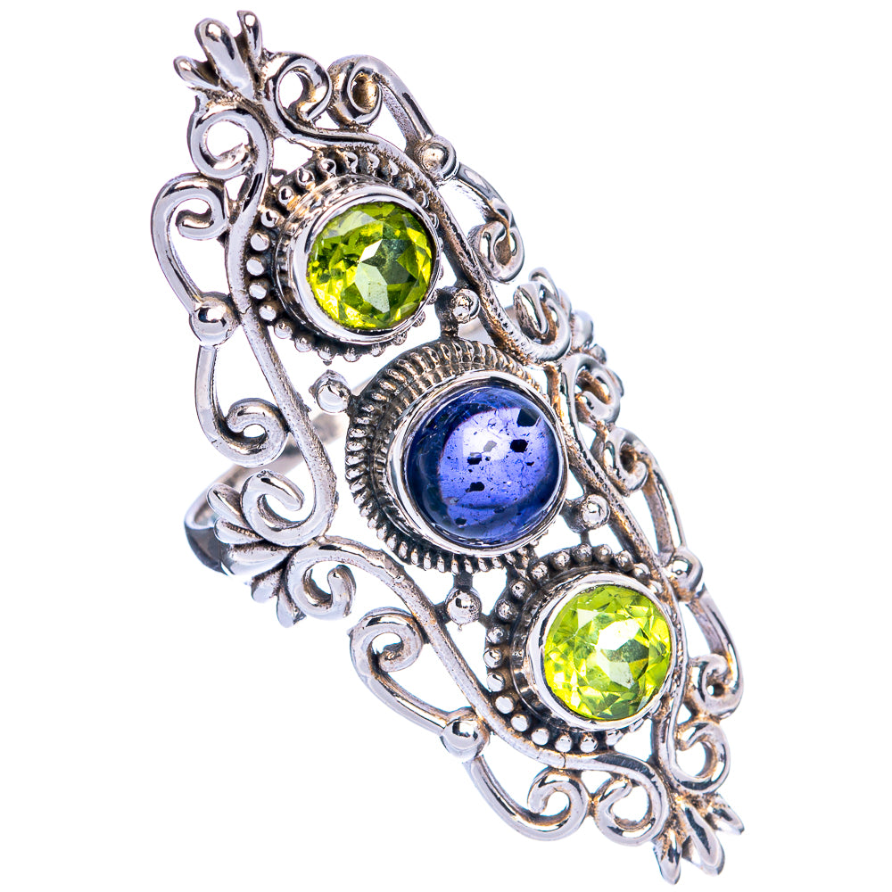 Large Tanzanite, Peridot Ring Size 7.75 (925 Sterling Silver) R144492