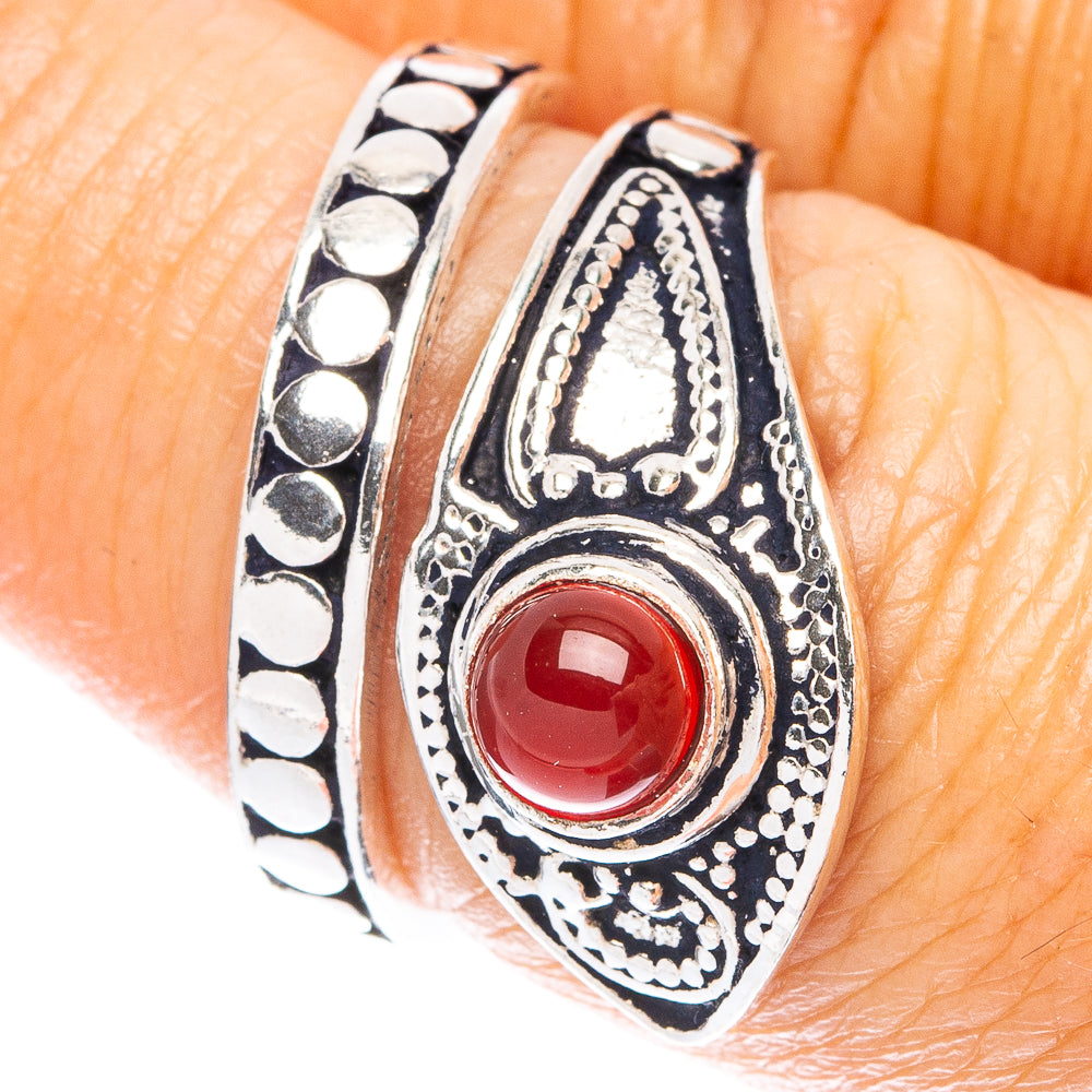 Red Onyx Dainty Ring Size 6 Adjustable (925 Sterling Silver) R5226