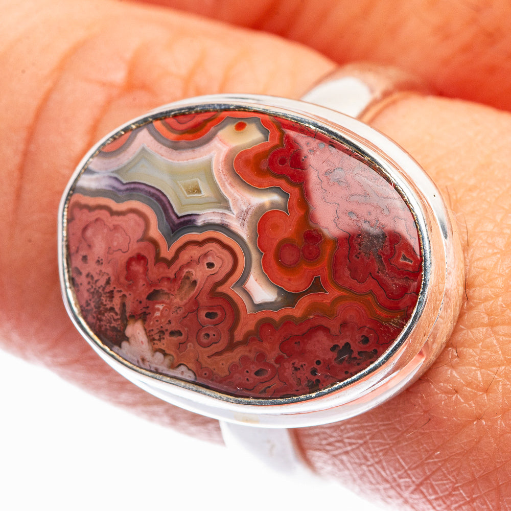 Crazy Lace Agate Ring Size 8 (925 Sterling Silver) R142228