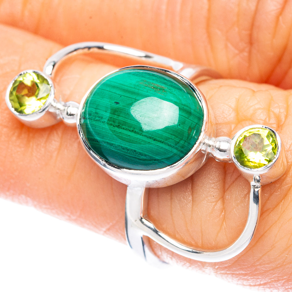 Premium Malachite, Peridot Ring Size 6.25 (925 Sterling Silver) R2642