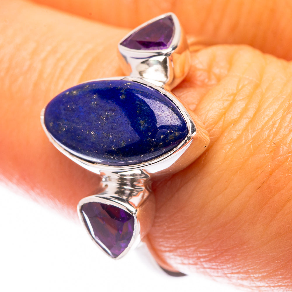 Premium Lapis Lazuli, Amethyst Ring Size 8 (925 Sterling Silver) R141789