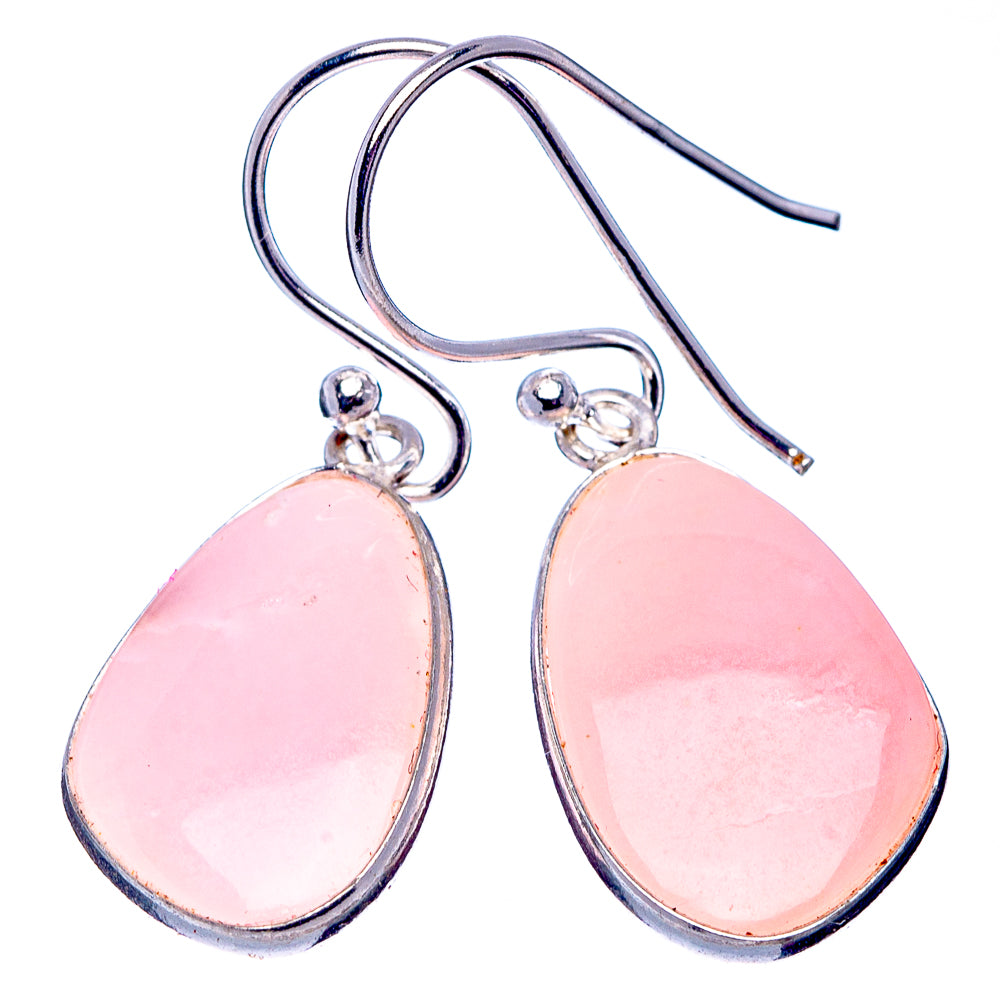 Pink Opal Earrings 1 3/8" (.925 Sterling Silver)