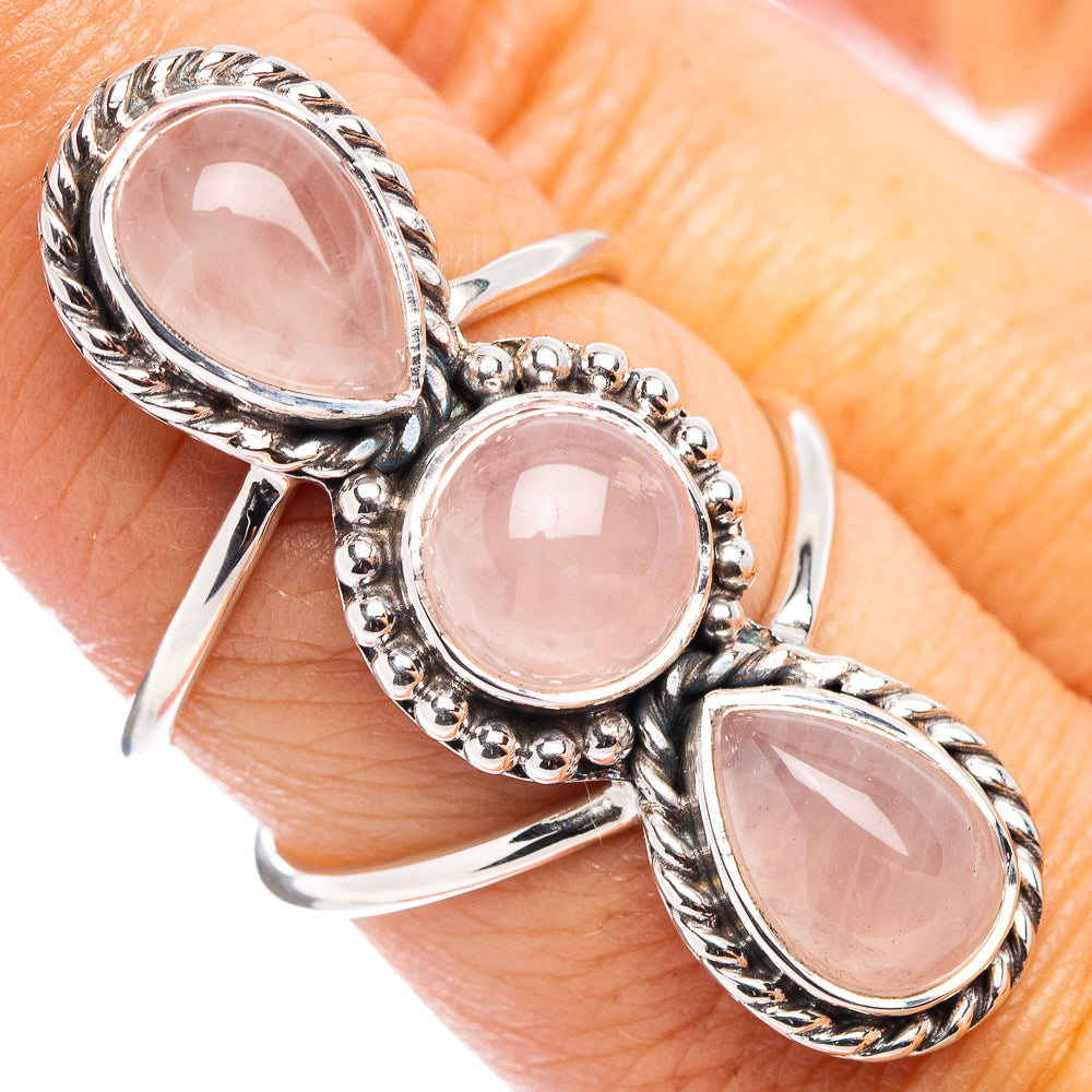 Premium Rose Quartz Ring Size 7.5 (.925 Sterling Silver)