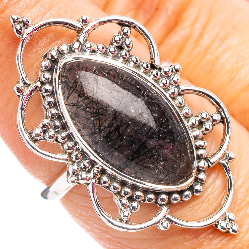 Premium Tourmalinated Quartz Ring Size 6.75 (.925 Sterling Silver)