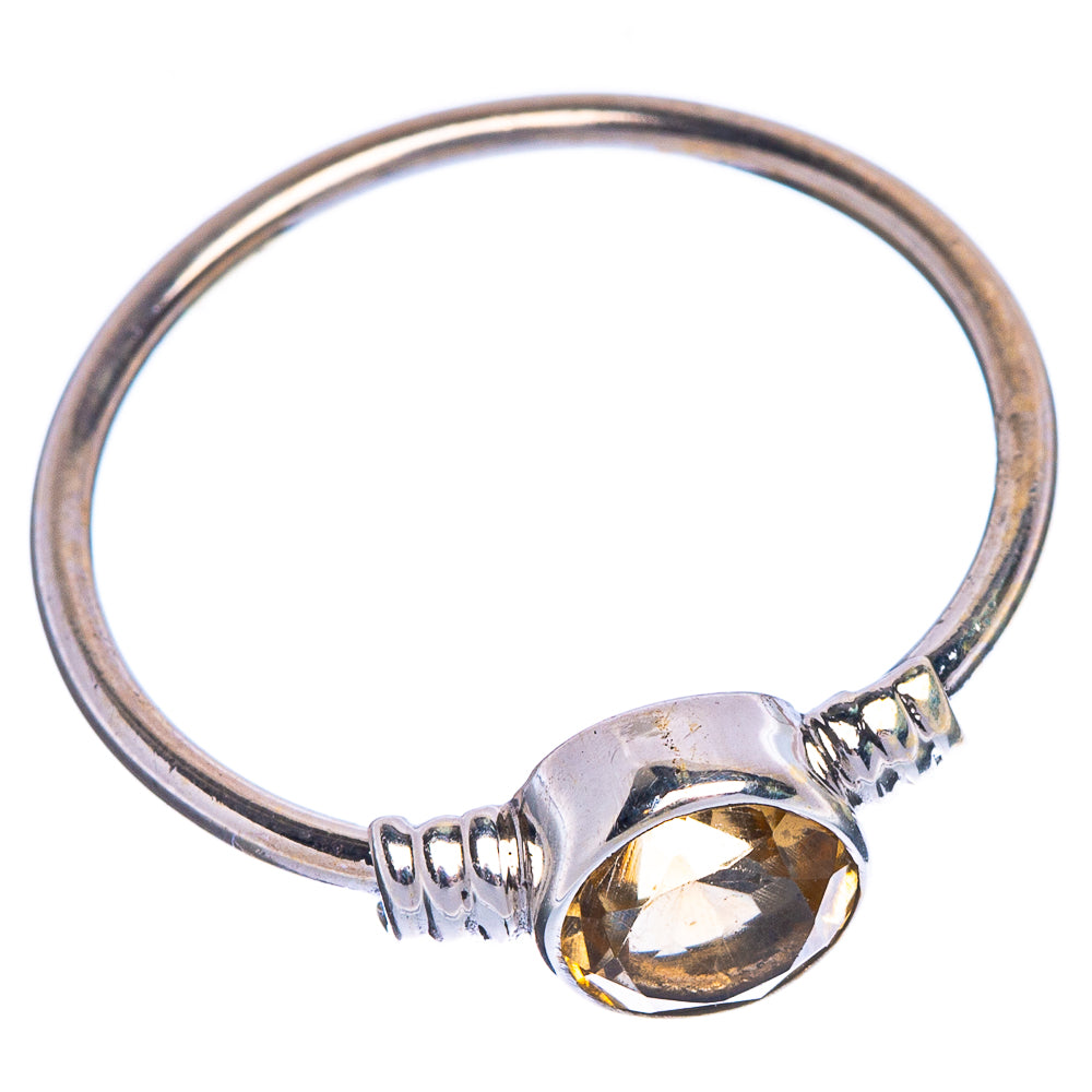 Faceted Citrine Dainty Ring Size 7.75 (925 Sterling Silver) R147063