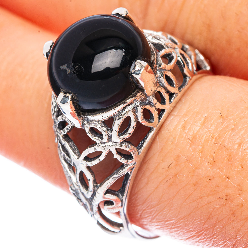 Black Onyx Ring Size 9.5 (925 Sterling Silver) R2803