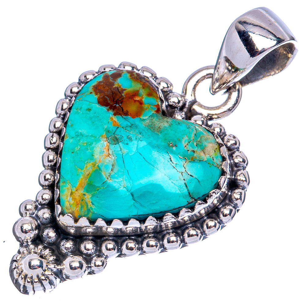 Rare Arizona Turquoise Heart Pendant 1 1/4" (925 Sterling Silver) P42126