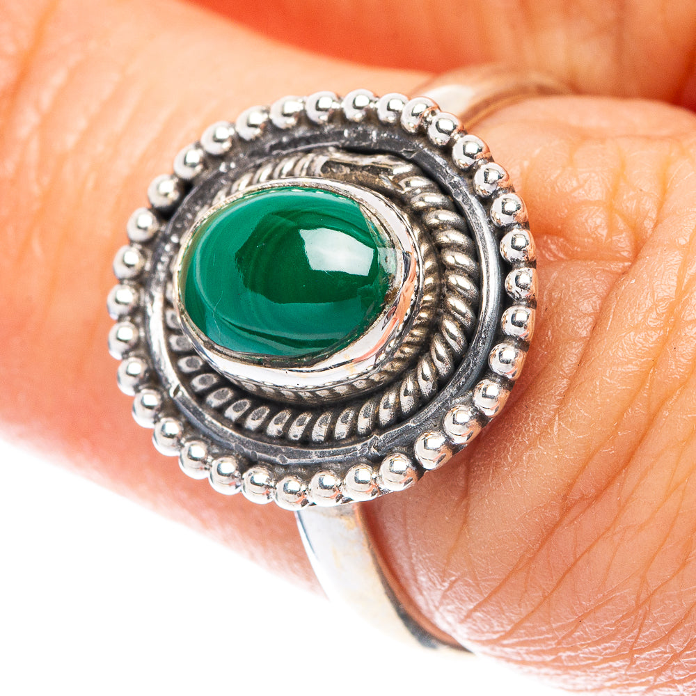 Malachite Dainty Ring Size 6.5 (925 Sterling Silver) R5968