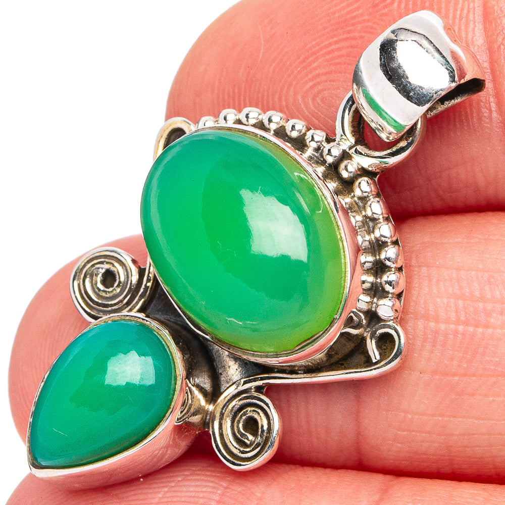 Chrysoprase Pendant 1 3/8" (925 Sterling Silver) P45504