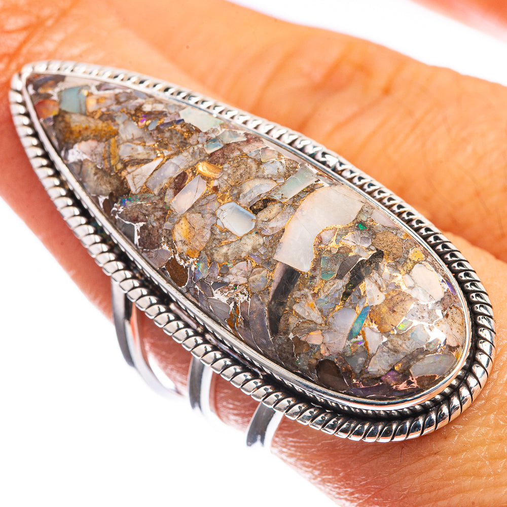 Huge Brecciated Ethiopian Opal 925 Sterling Silver Ring Size 7.75