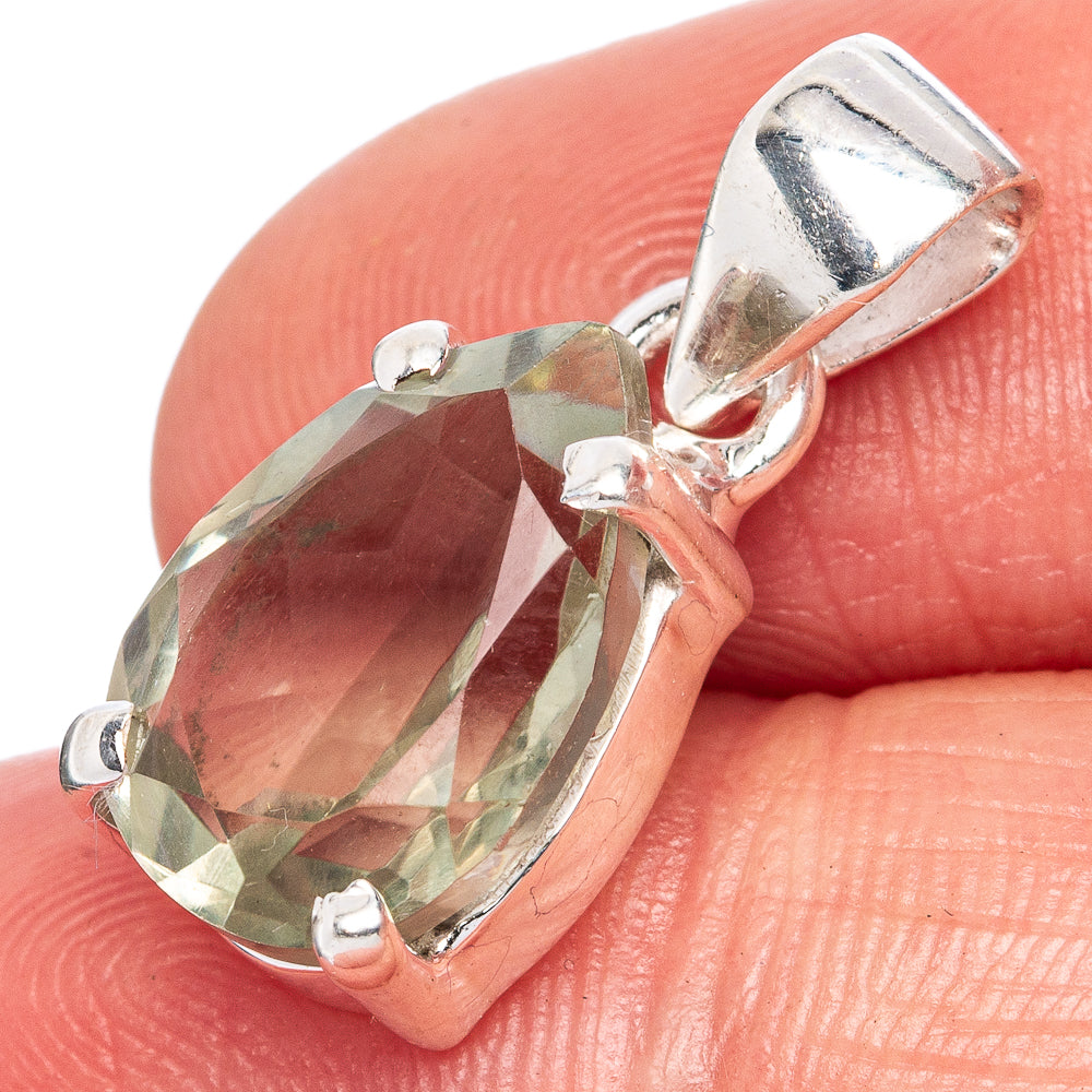 Value Faceted Green Amethyst Pendant 3/4" (925 Sterling Silver) P42021