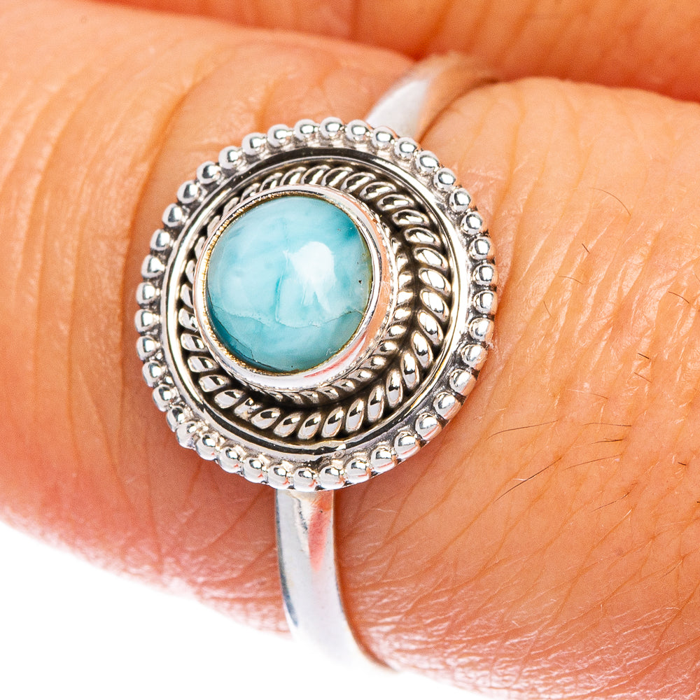 Larimar Dainty Ring Size 7.75 (925 Sterling Silver) R1155