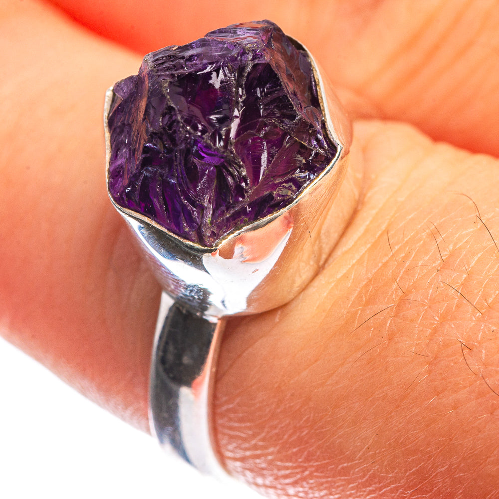 Rough Amethyst 925 Sterling Silver Ring Size 7.75