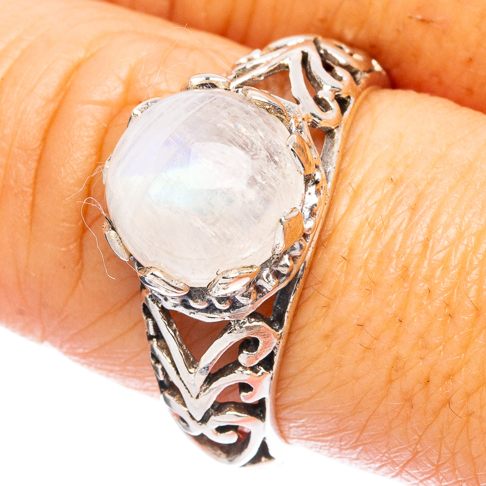 Rainbow Moonstone Ring Size 8.5 (925 Sterling Silver) R4747