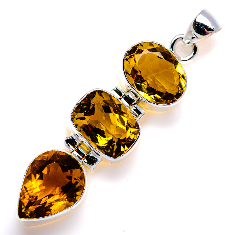 Faceted Citrine Pendant 2" (925 Sterling Silver) PD38090