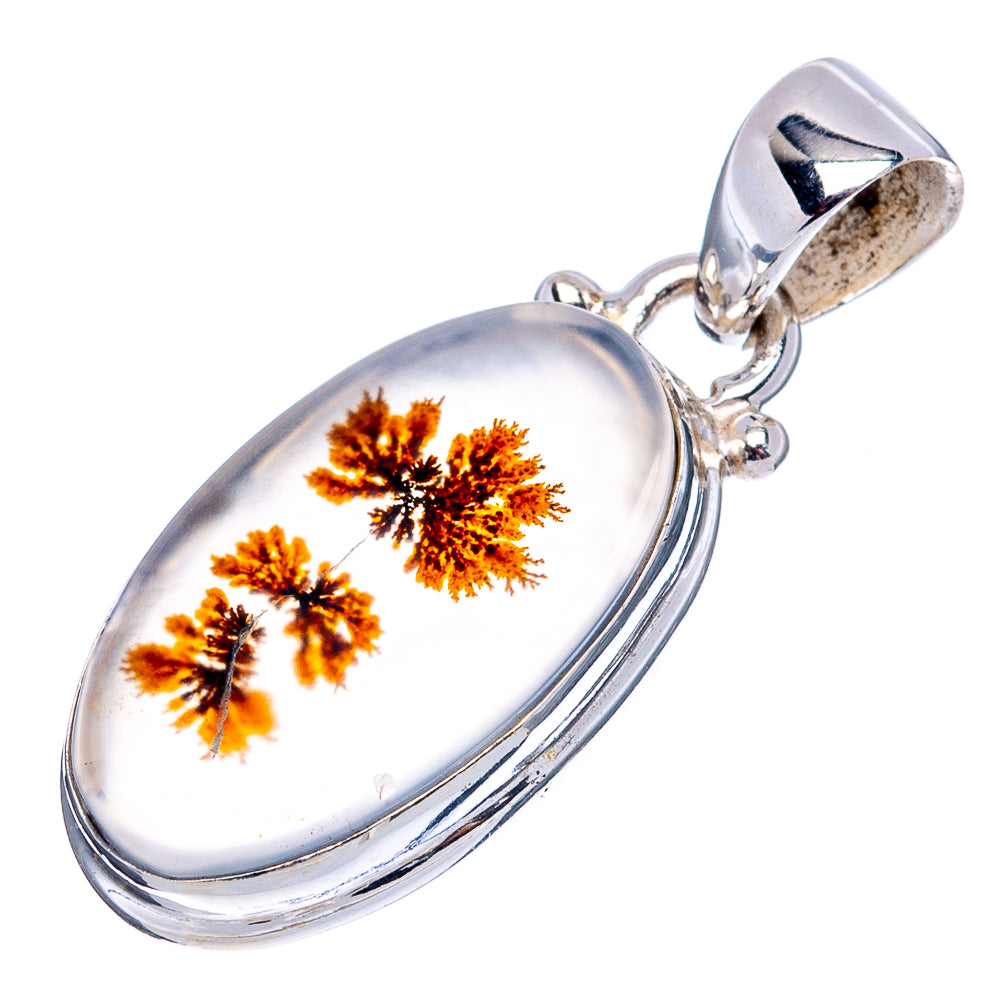 Scenic Dendritic Agate Pendant 1 1/8" (.925 Sterling Silver)