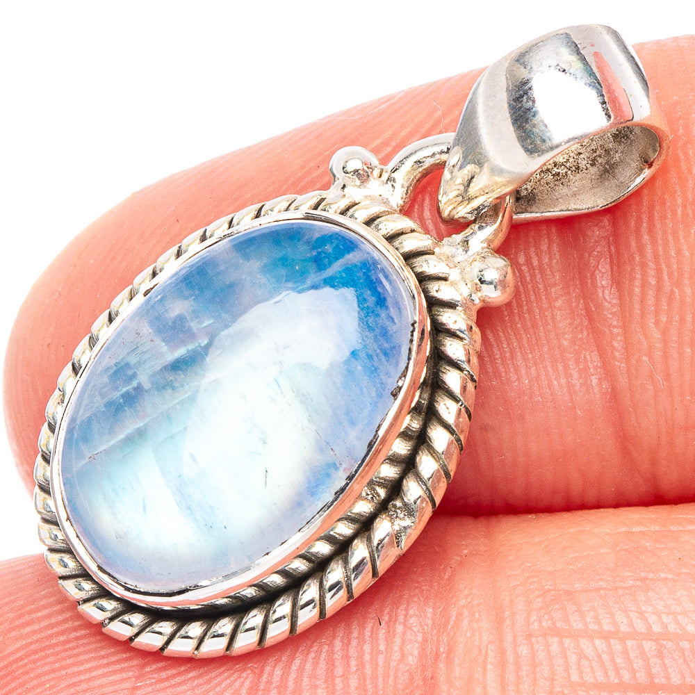 Rainbow Moonstone Pendant 1 1/8" (925 Sterling Silver) P44835