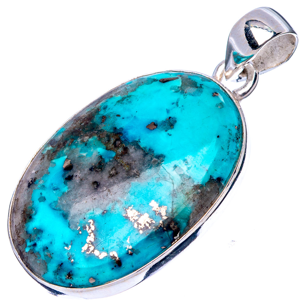 Rare Persian Turquoise Pendant 1 1/2" (925 Sterling Silver) P43184