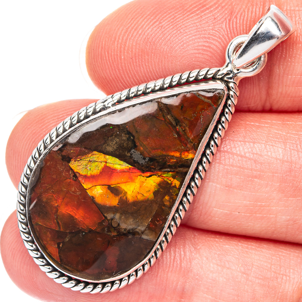 Rare Ammolite Pendant 1 3/4" (925 Sterling Silver) P41296