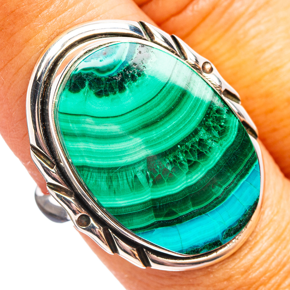 Premium Azurite In Malachite Ring Size 8 (.925 Sterling Silver)