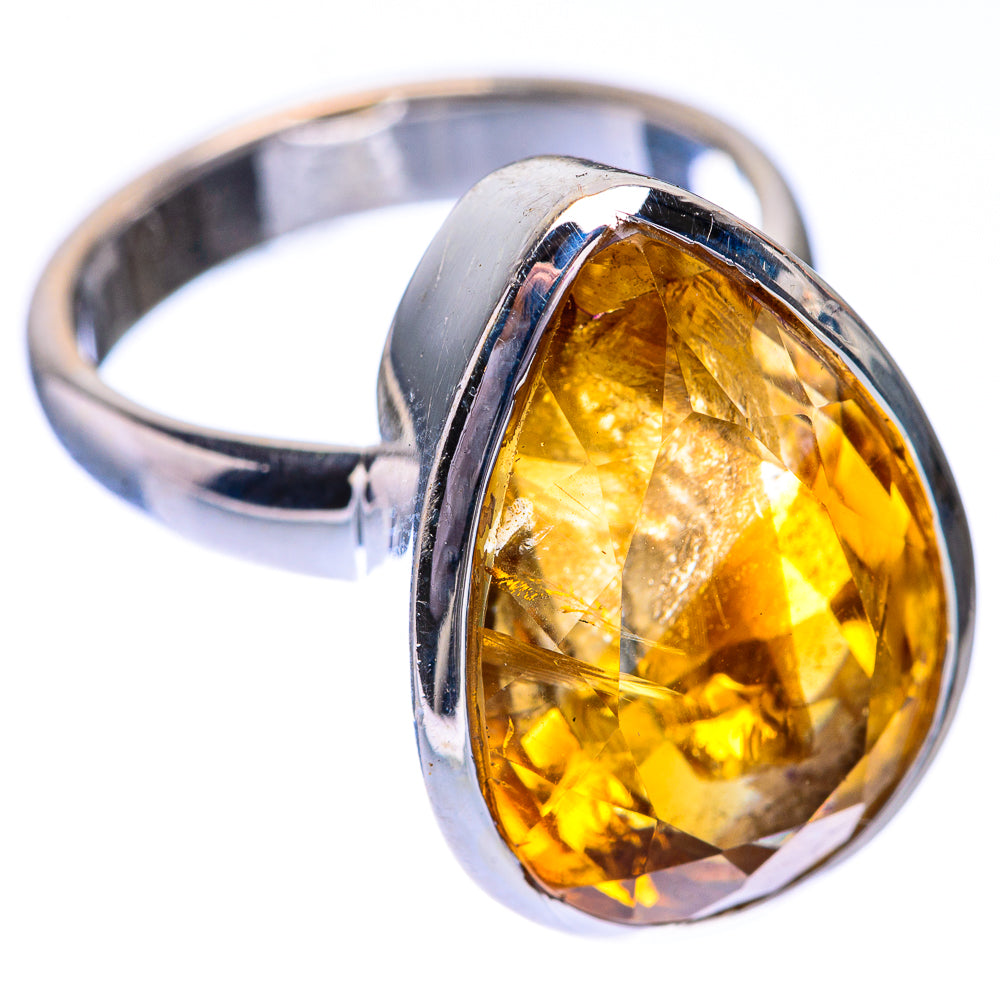 Faceted Citrine Ring Size 6.75 (925 Sterling Silver) R140723