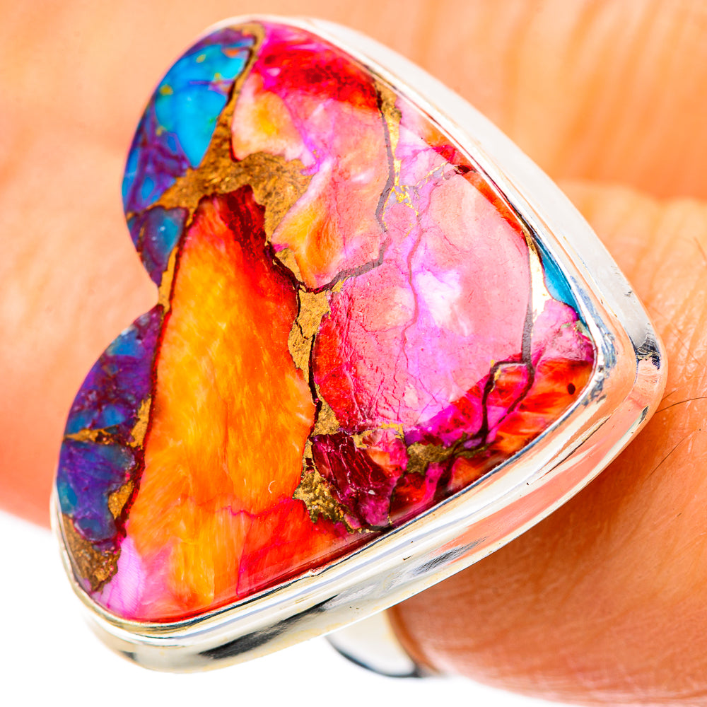Large Kingman Pink Dahlia Turquoise 925 Sterling Silver Ring Size 6.75 (925 Sterling Silver) RING139519