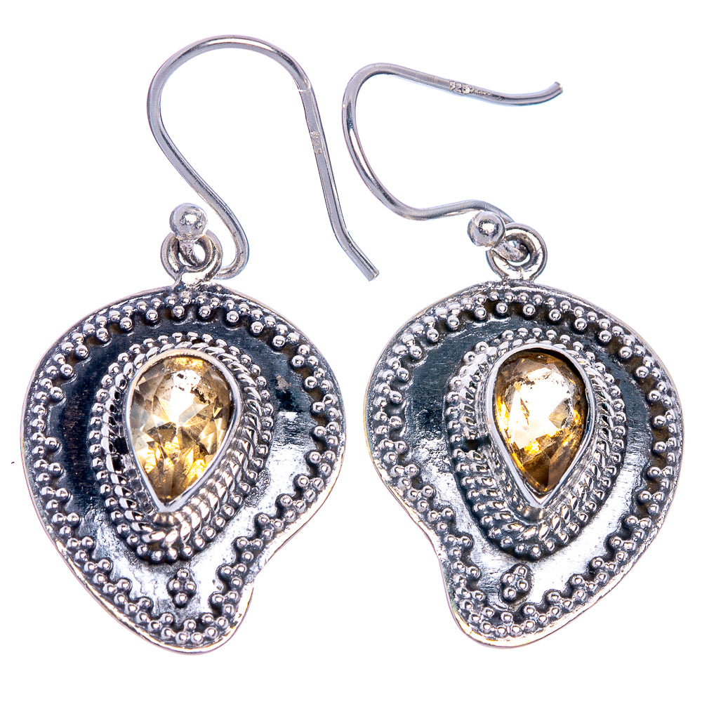 Faceted Citrine Earrings 1 3/8" (925 Sterling Silver) E433509