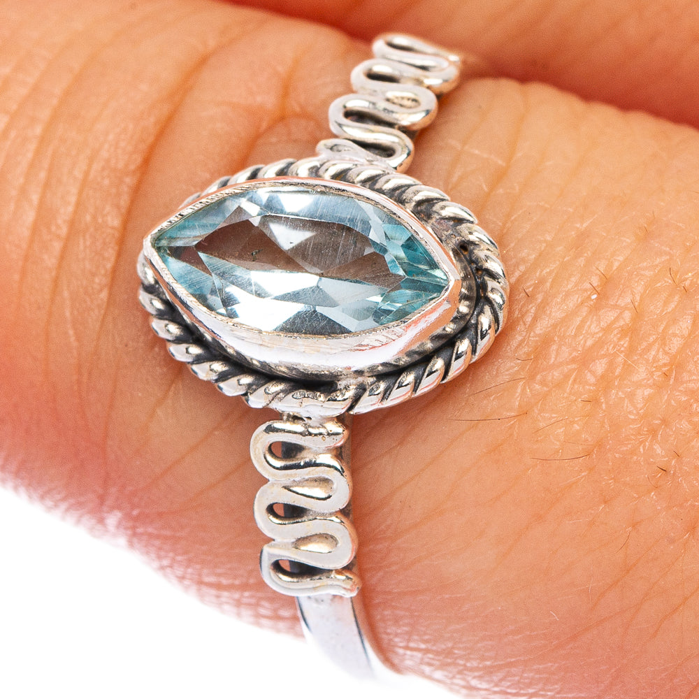 Blue Topaz Dainty Ring Size 8.5 (925 Sterling Silver) R145715