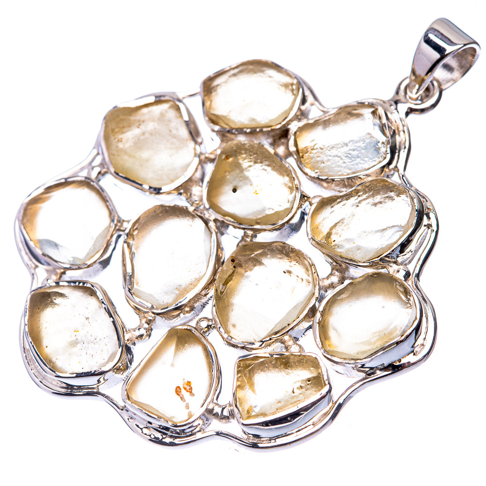 Signature Raw Libyan Desert Glass Pendant 2 1/4" (925 Sterling Silver) P38725