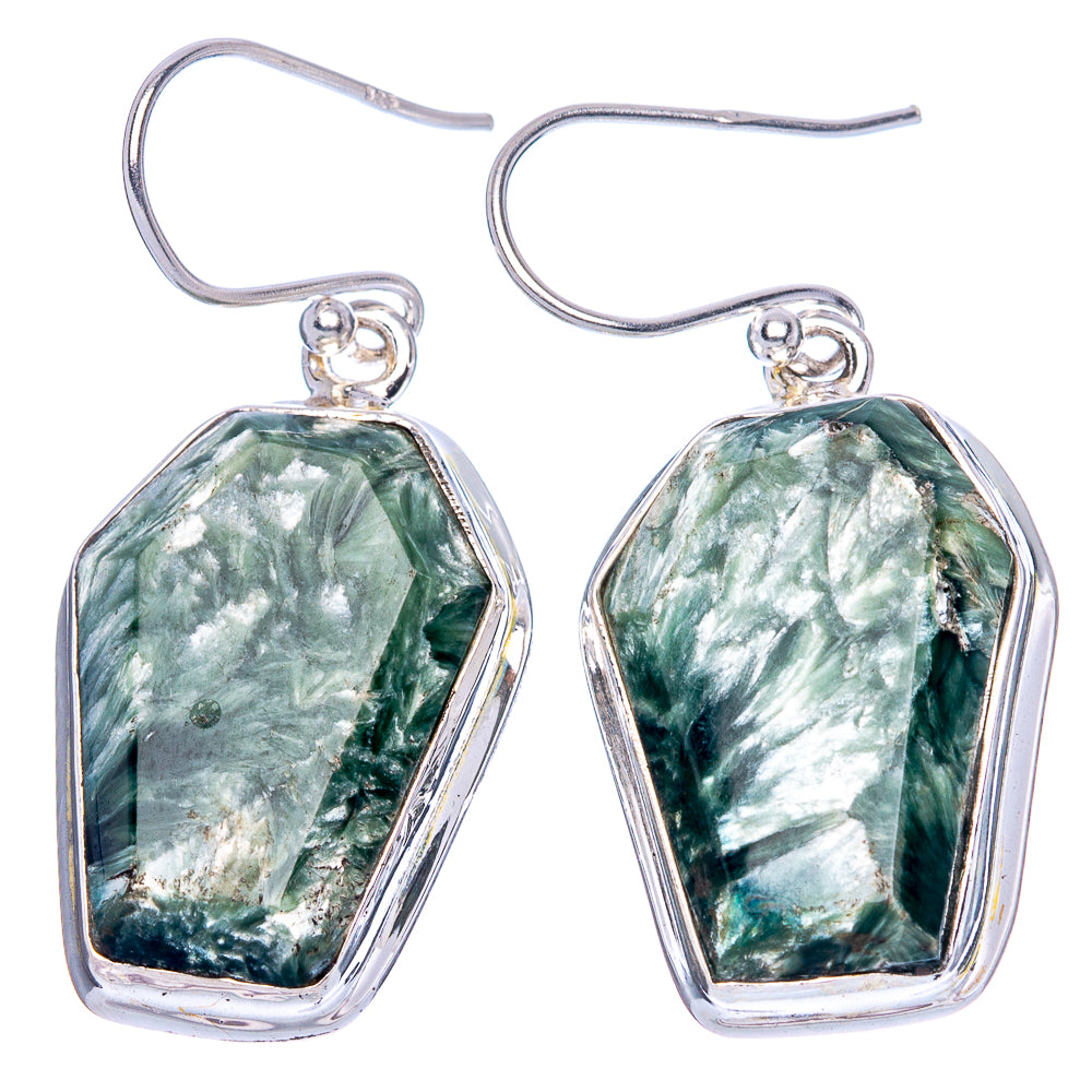Seraphinite Earrings 1 1/2" (925 Sterling Silver) E1105
