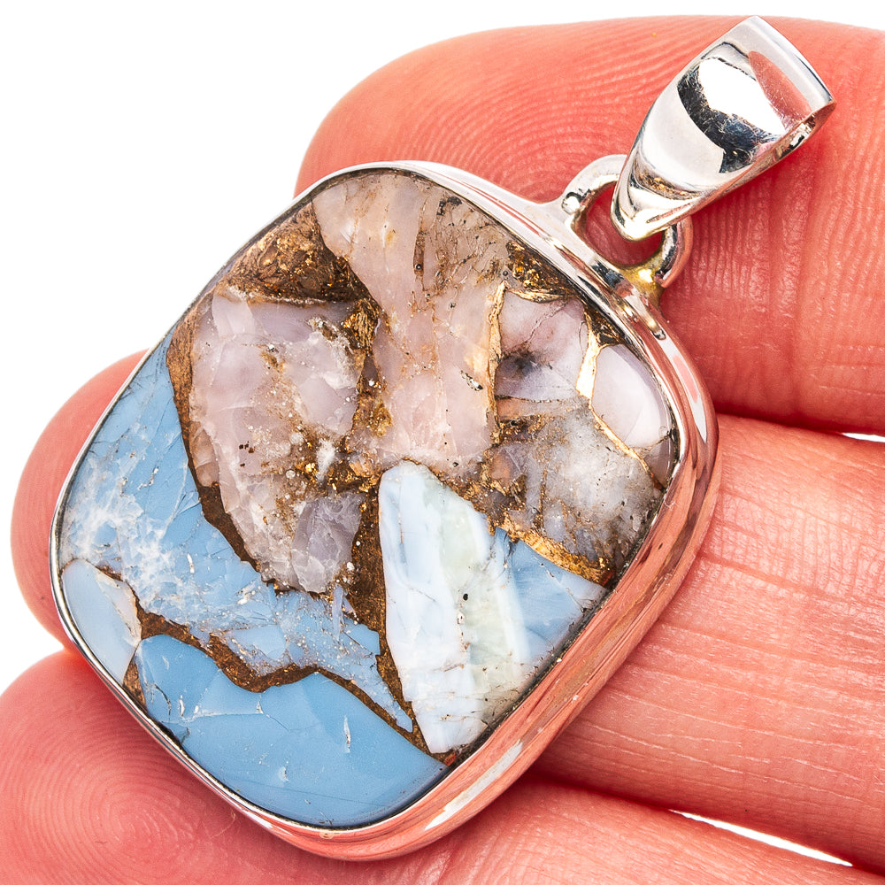 Pink Spiny Oyster Turquoise Pendant 1 3/8" (.925 Sterling Silver)