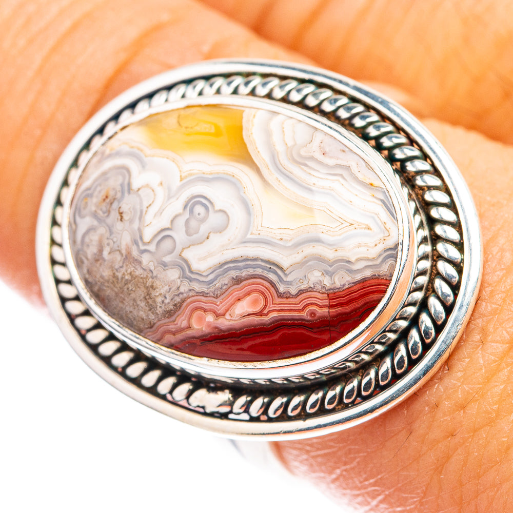 Crazy Lace Agate Ring Size 8 (925 Sterling Silver) R142808
