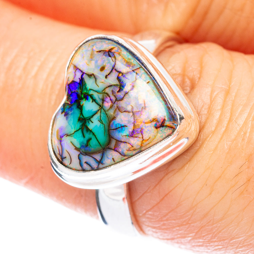 Rare Sterling Opal Heart Ring Size 7.5 (925 Sterling Silver) R2842