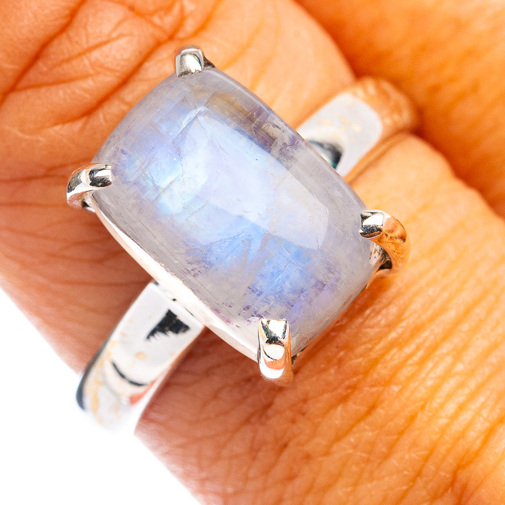 Rainbow Moonstone Ring Size 9 (.925 Sterling Silver)