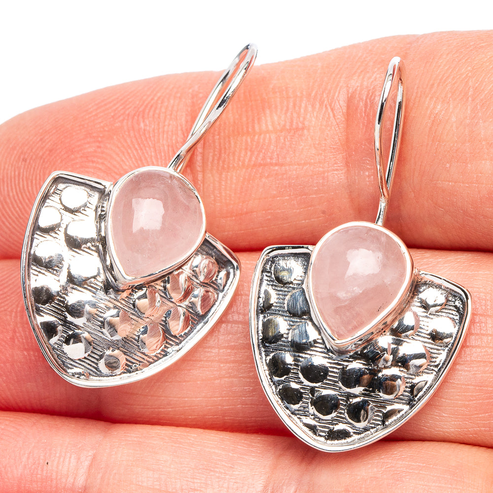 Rose Quartz 925 Sterling Silver Premium Earrings 1 1/4" (925 Sterling Silver) E2249