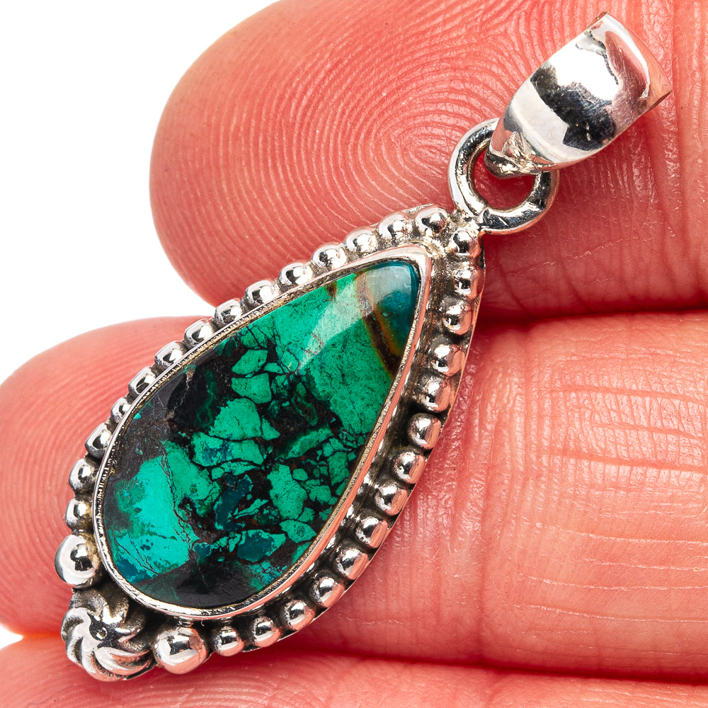 Chrysocolla Pendant 1 3/8" (.925 Sterling Silver)