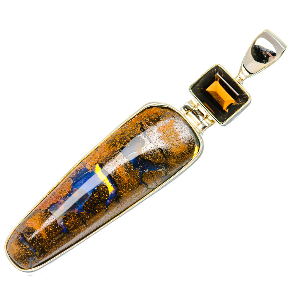 Boulder Opal, Smoky Quartz Pendant 2 1/4" (925 Sterling Silver) PD37892