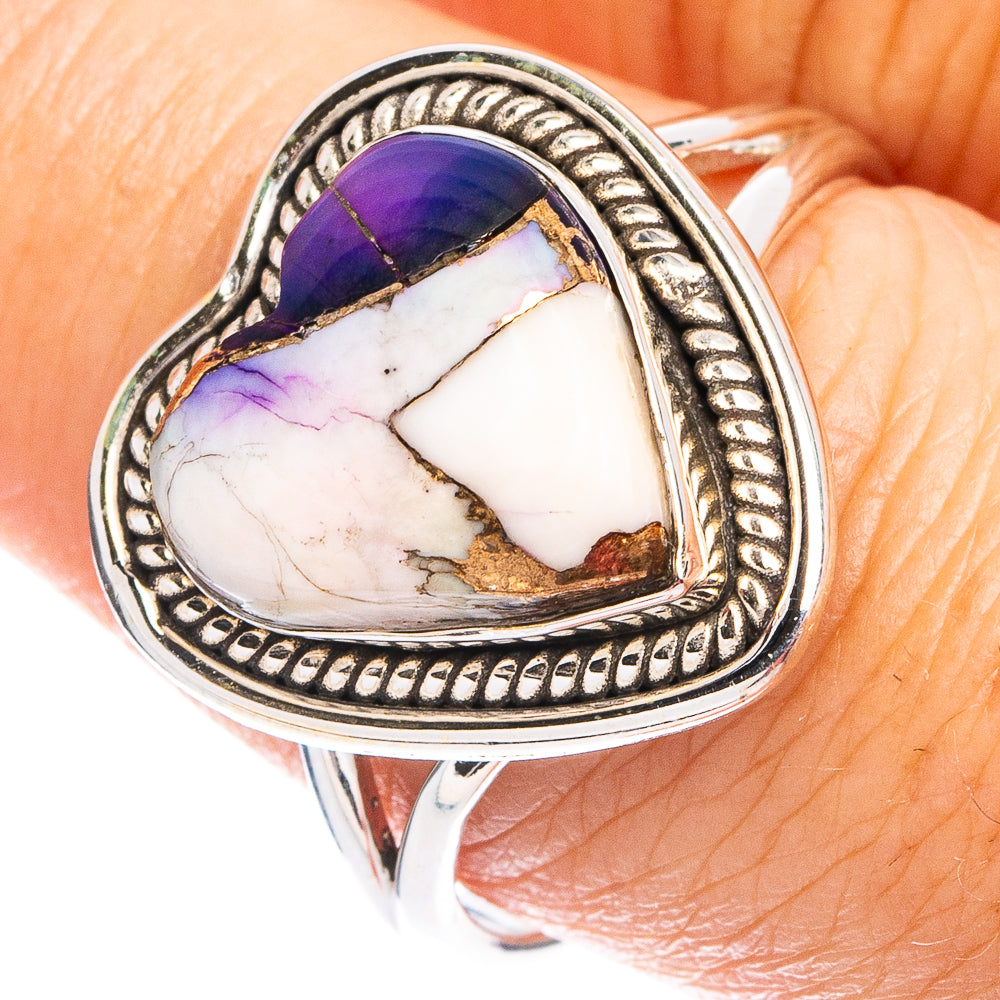 Purple Dahlia Mohave Turquoise Heart Ring Size 9 (.925 Sterling Silver)