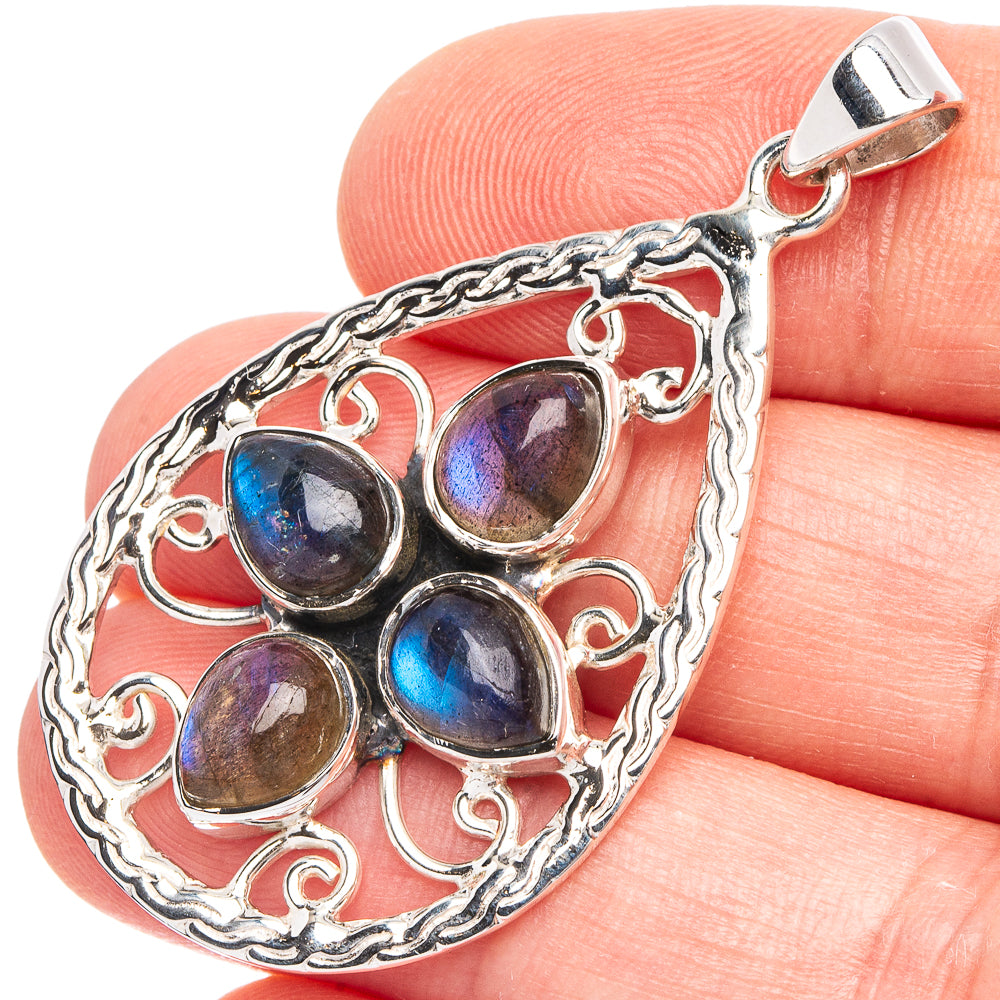 Labradorite 925 Sterling Silver Premium Pendants 1 7/8" (925 Sterling Silver) P43746