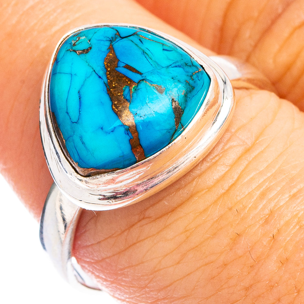 Ice Blue Dahlia Mohave Turquoise Ring Size 8.75 (.925 Sterling Silver)